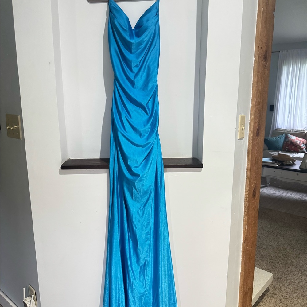 Vibrant Blue Draped Gown